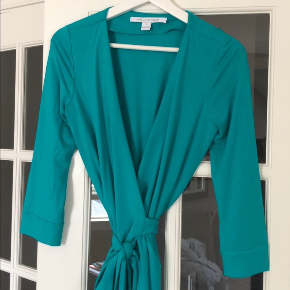 Teal DVF wrap dress
